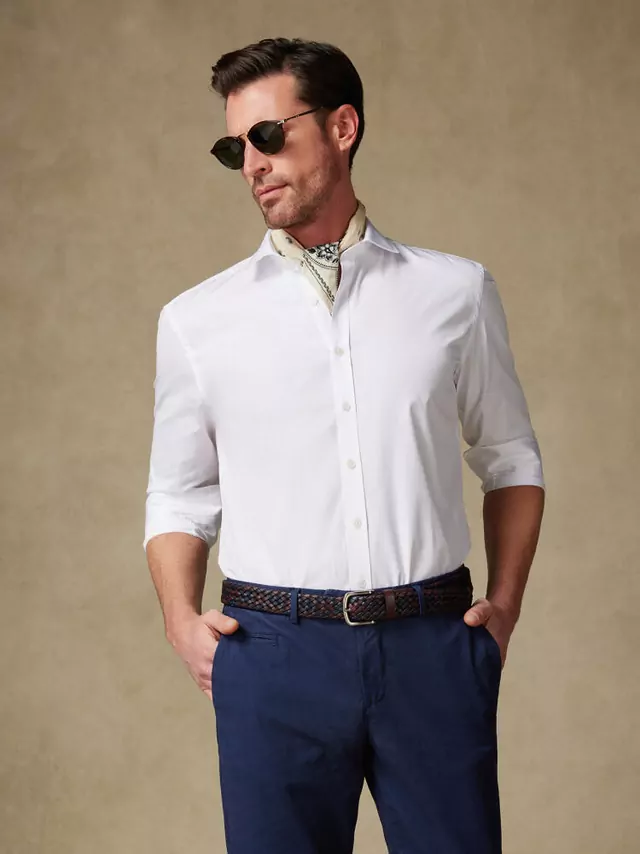 Chemise cintrée en popeline blanche